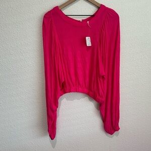 NWT Free People Women's S Pink Button Back Blouse Boho Flowy Casual Minimal